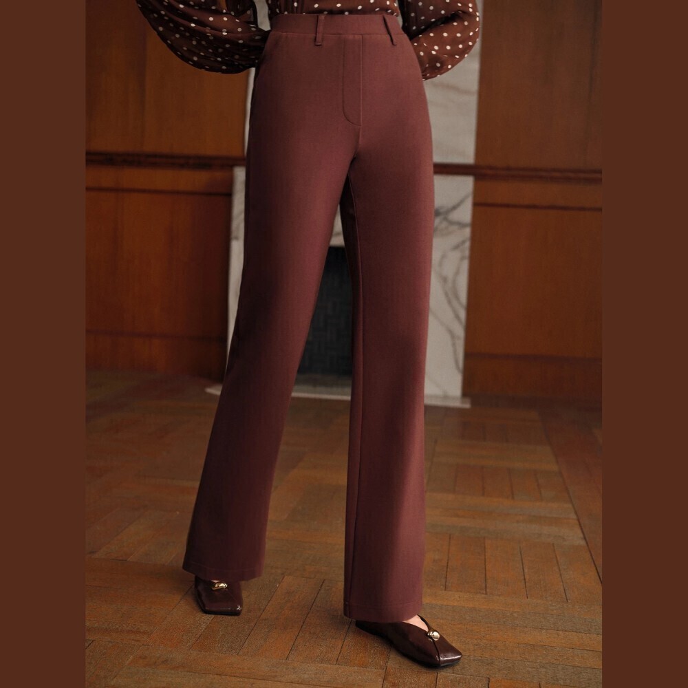 Chestnut Brown High Waist Skinny Trousers with Belt Loops